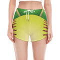 Softball Field And Ball Print Women's Split Running Shorts