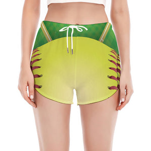 Softball Field And Ball Print Women's Split Running Shorts