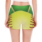 Softball Field And Ball Print Women's Split Running Shorts