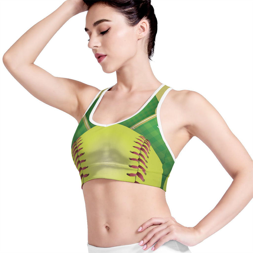 Softball Field And Ball Print Women's Sports Bra