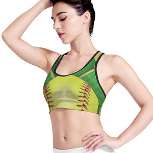 Softball Field And Ball Print Women's Sports Bra