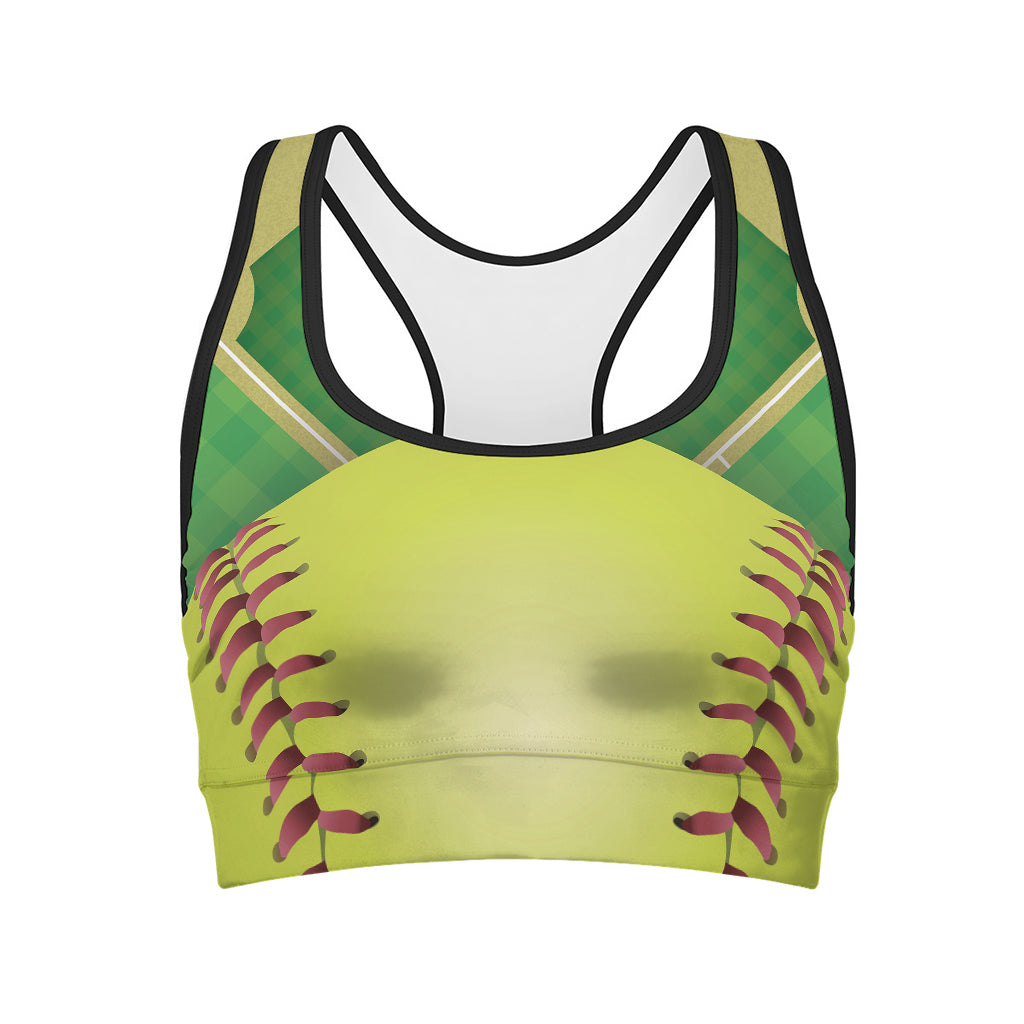 Softball Field And Ball Print Women's Sports Bra