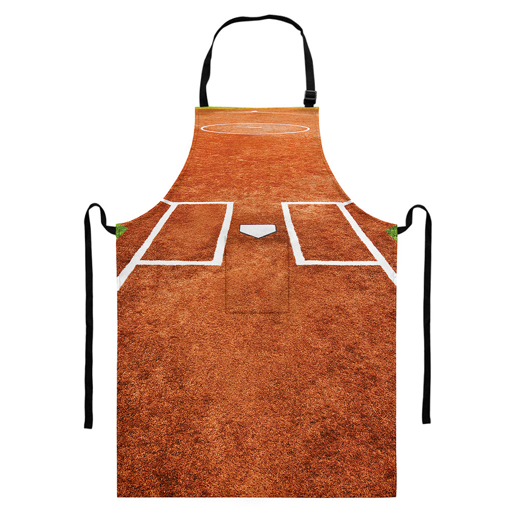 Softball Playing Field Print Bib Apron With Pocket