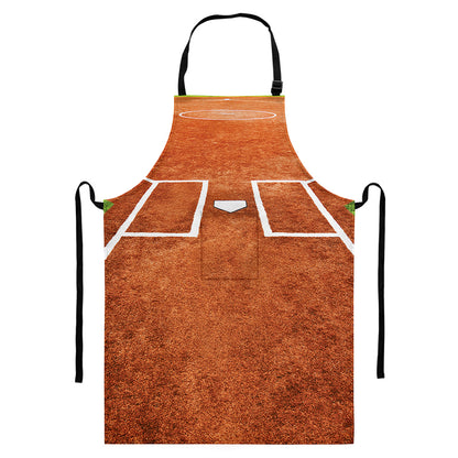 Softball Playing Field Print Bib Apron With Pocket