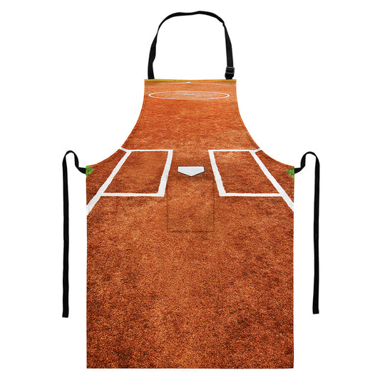 Softball Playing Field Print Bib Apron With Pocket