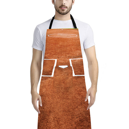Softball Playing Field Print Bib Apron With Pocket