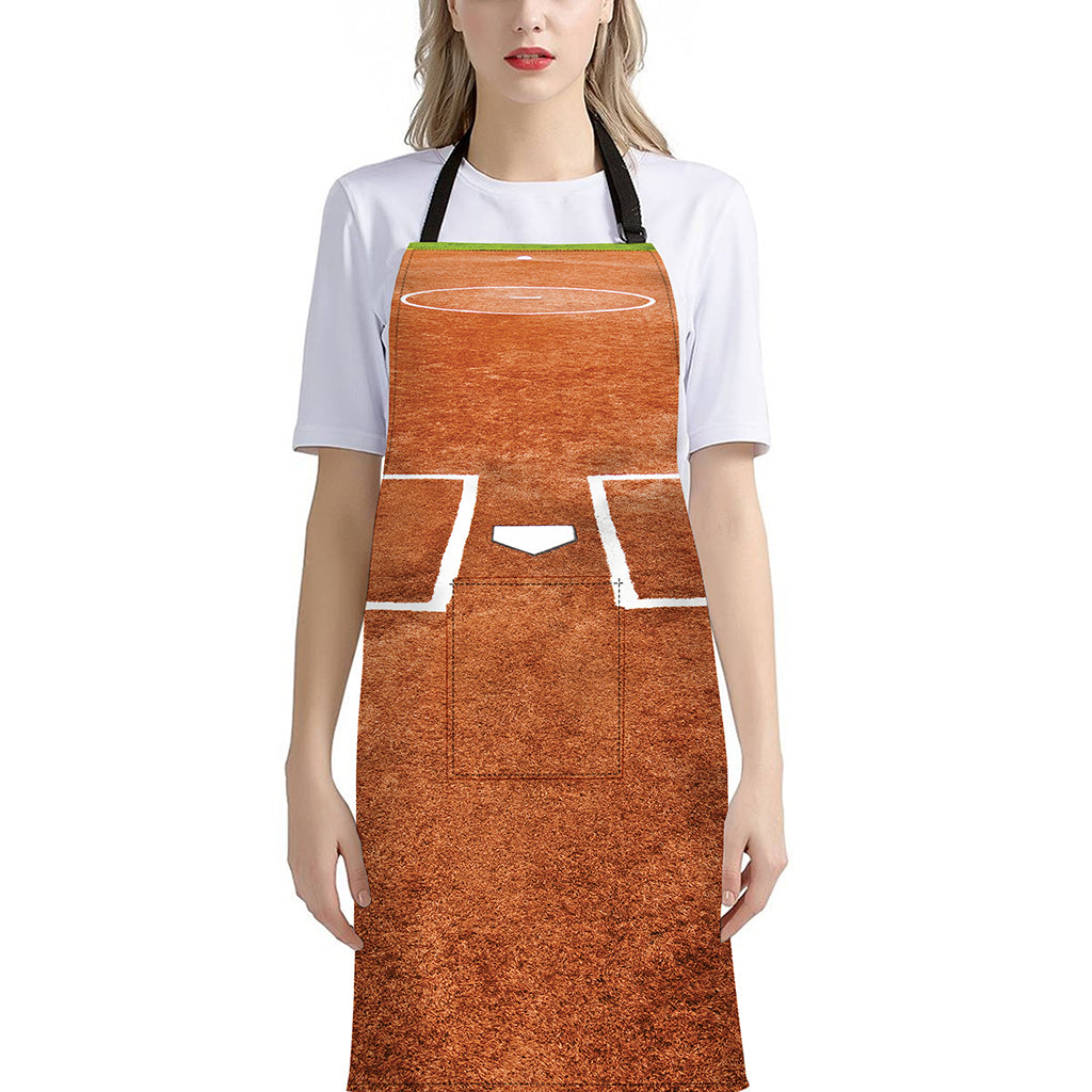 Softball Playing Field Print Bib Apron With Pocket