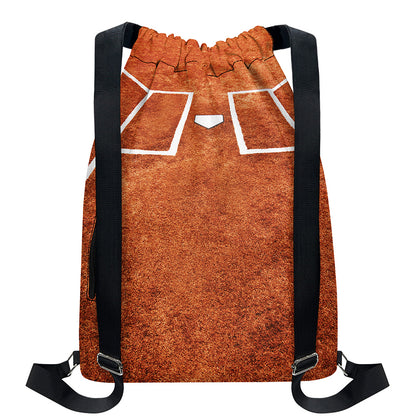 Softball Playing Field Print Drawstring Backpack