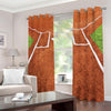 Softball Playing Field Print Extra Wide Grommet Curtains