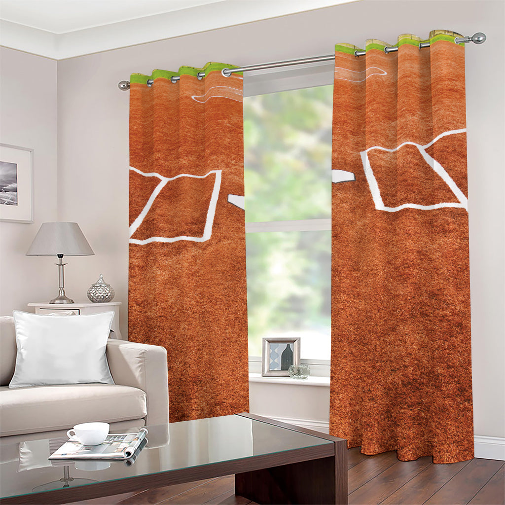 Softball Playing Field Print Grommet Curtains