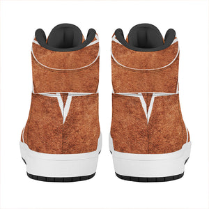 Softball Playing Field Print High Top Leather Sneakers