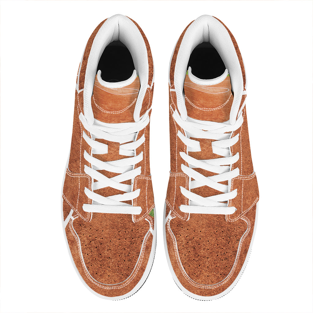 Softball Playing Field Print High Top Leather Sneakers