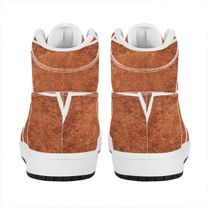 Softball Playing Field Print High Top Leather Sneakers