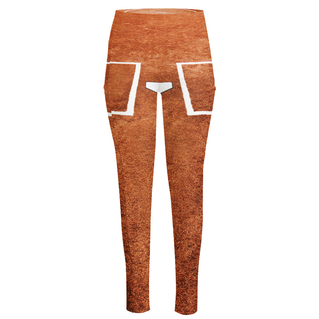 Softball Playing Field Print High-Waisted Pocket Leggings