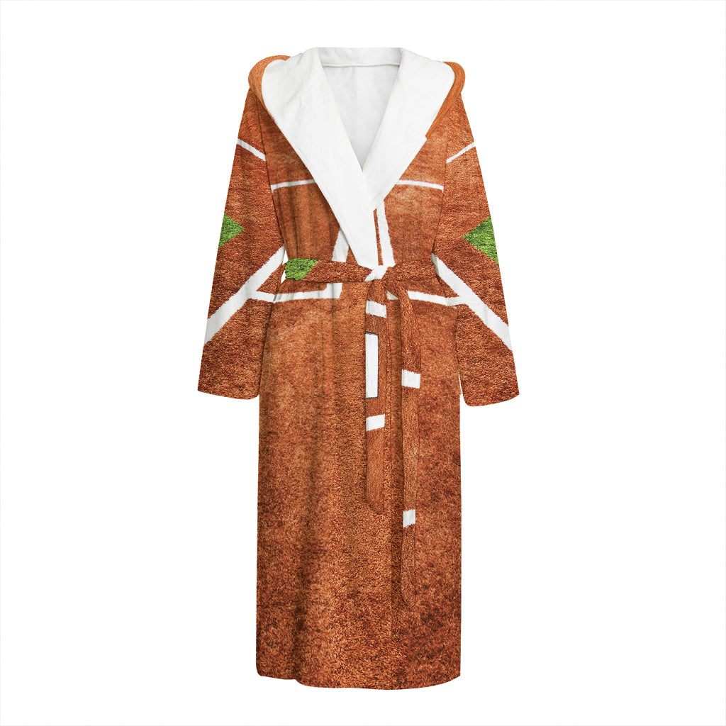 Softball Playing Field Print Hooded Bathrobe