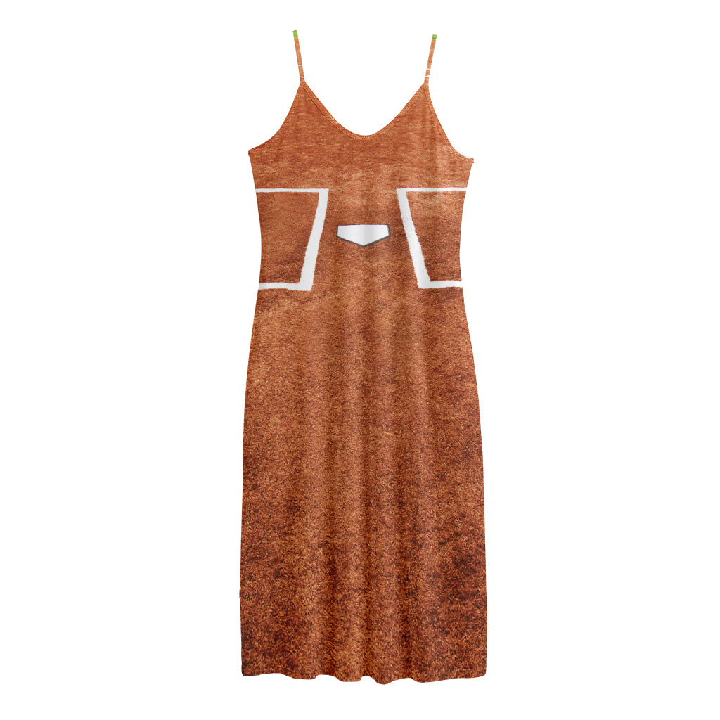 Softball Playing Field Print Jersey Midi Cami Dress