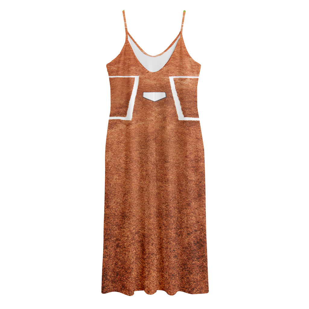 Softball Playing Field Print Jersey Midi Cami Dress