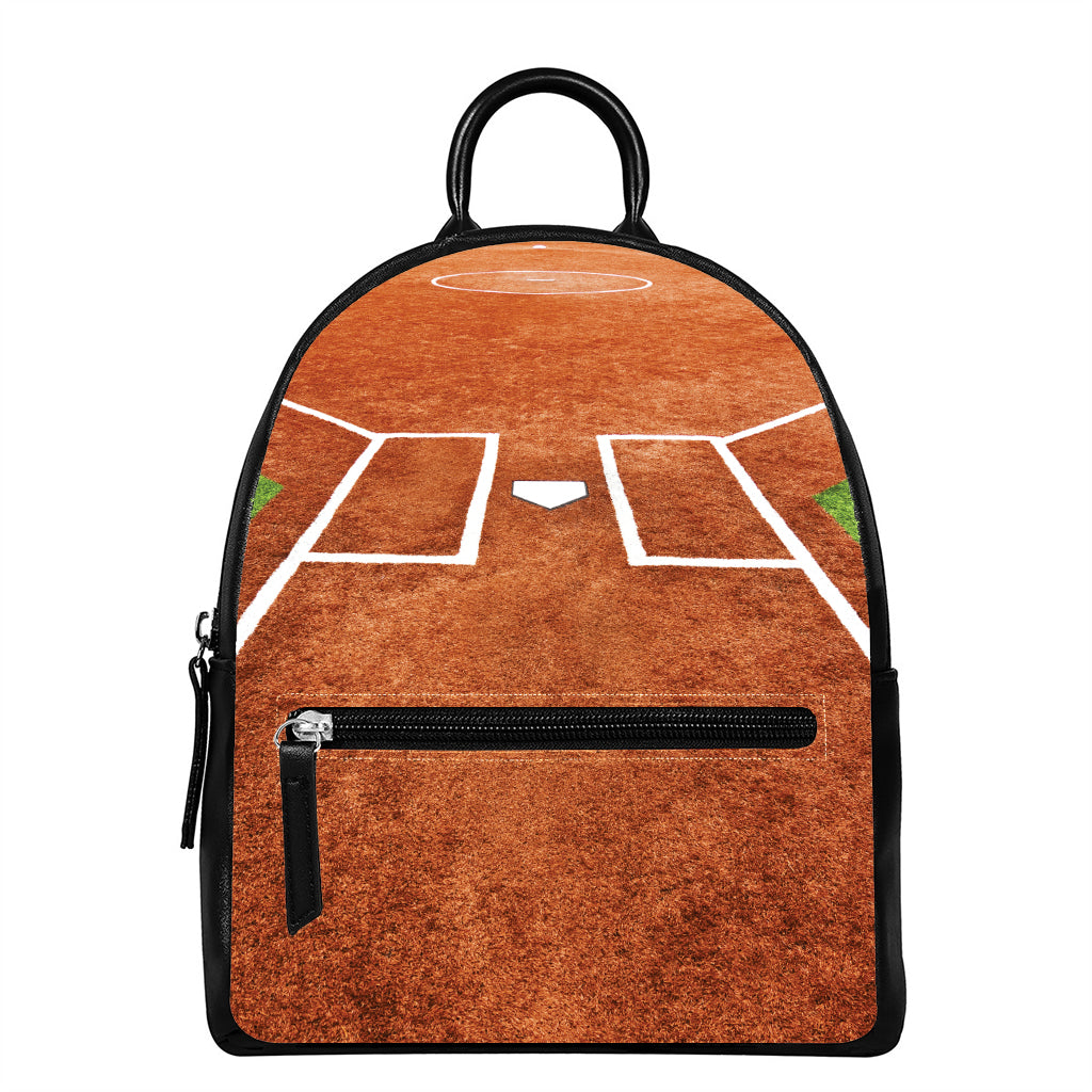 Softball Playing Field Print Leather Backpack