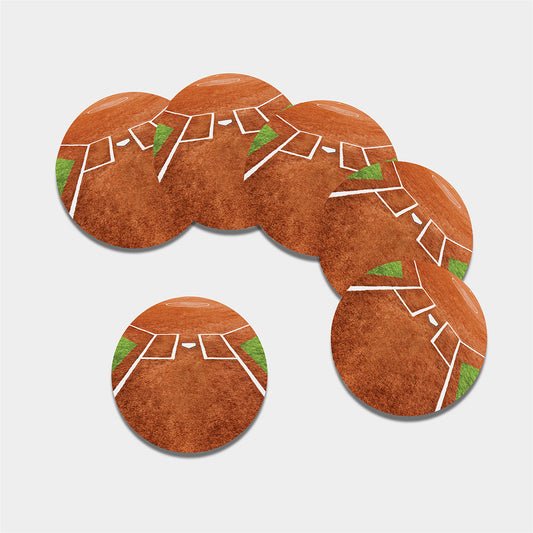 Softball Playing Field Print Leather Coaster Set