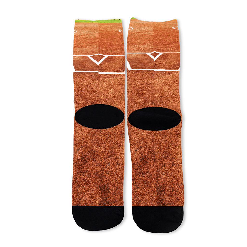 Softball Playing Field Print Long Socks