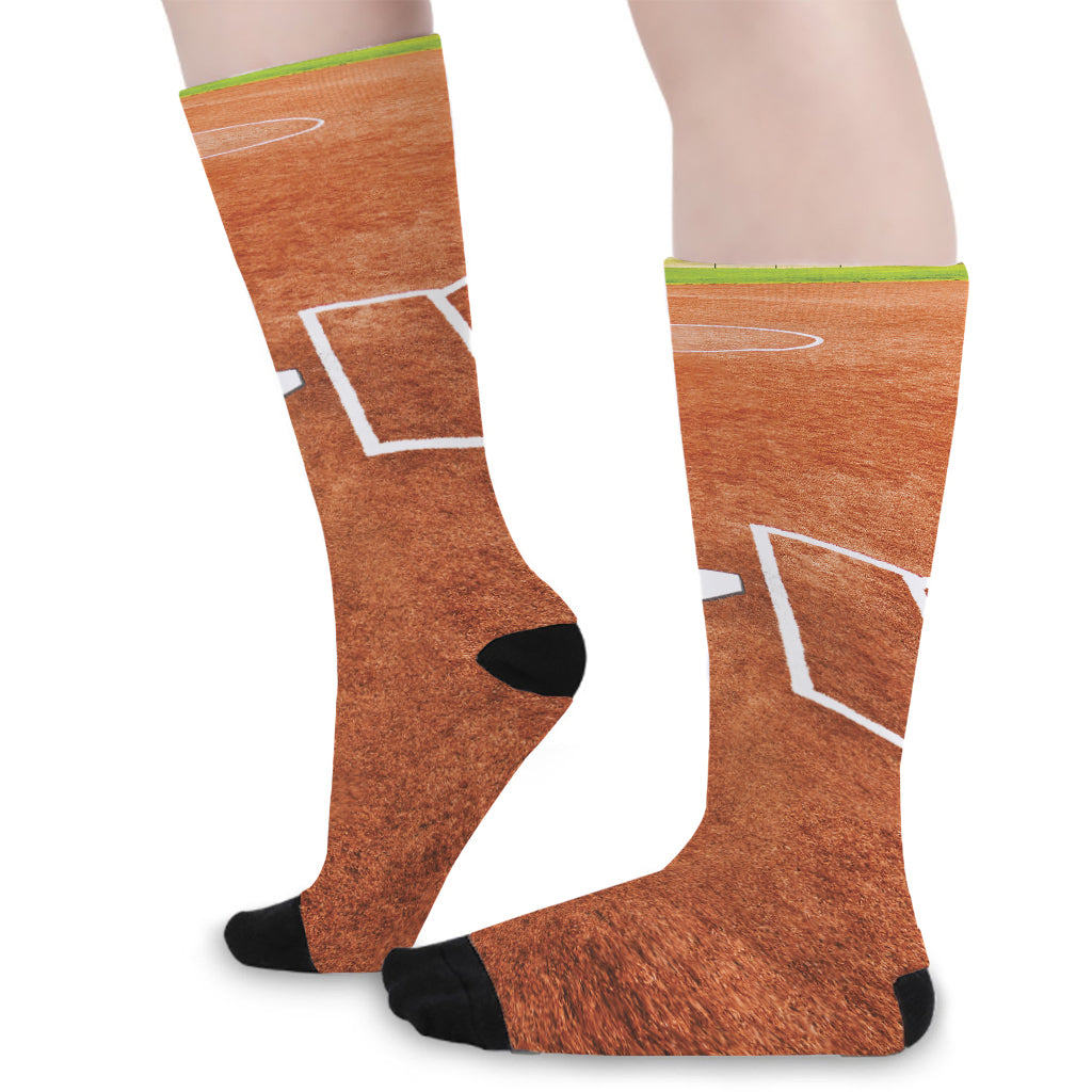 Softball Playing Field Print Long Socks