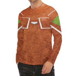 Softball Playing Field Print Men's Long Sleeve Rash Guard