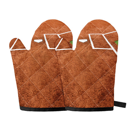 Softball Playing Field Print Oven Mitts