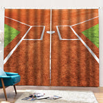 Softball Playing Field Print Pencil Pleat Curtains