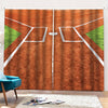 Softball Playing Field Print Pencil Pleat Curtains