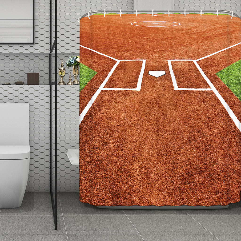 Softball Playing Field Print Polyester Shower Curtain