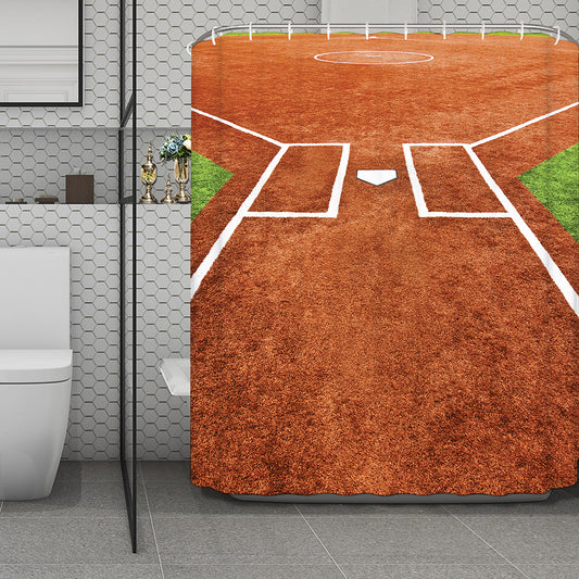 Softball Playing Field Print Polyester Shower Curtain