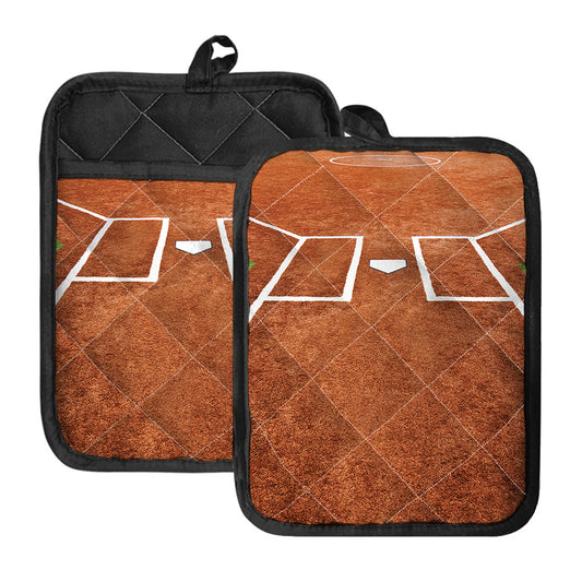 Softball Playing Field Print Pot Holders With Pocket