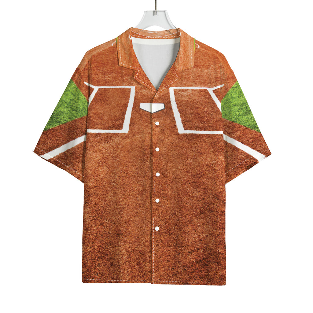 Softball Playing Field Print Rayon Hawaiian Shirt