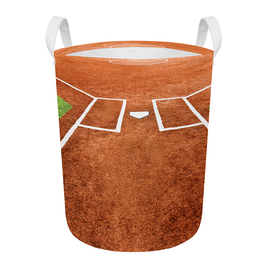 Softball Playing Field Print Round Laundry Basket