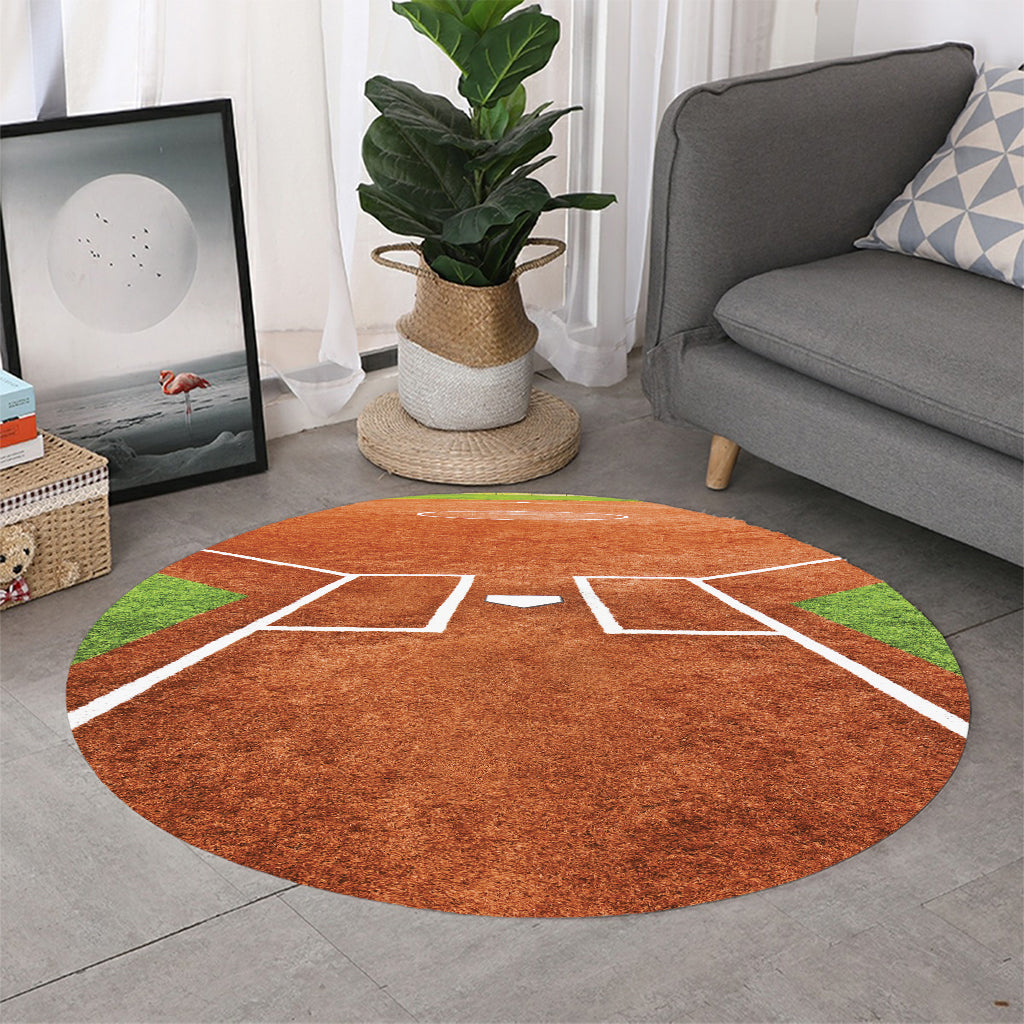 Softball Playing Field Print Round Rug