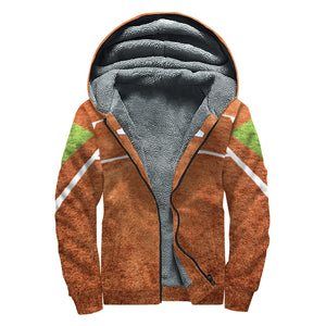 Softball Playing Field Print Sherpa Lined Zip Up Hoodie