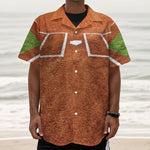 Softball Playing Field Print Textured Short Sleeve Shirt