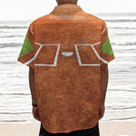 Softball Playing Field Print Textured Short Sleeve Shirt