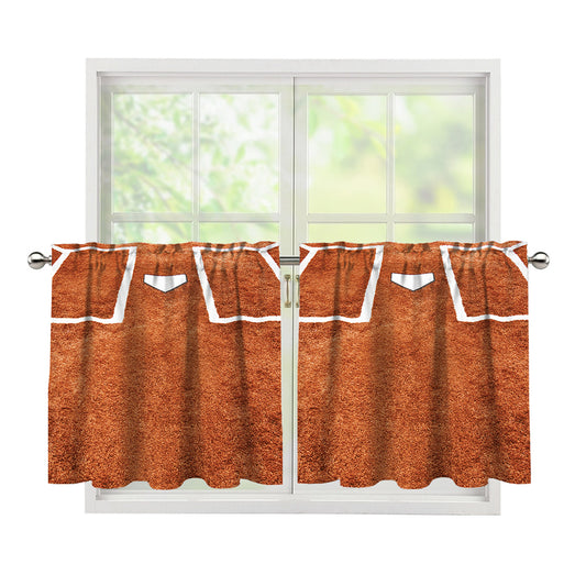 Softball Playing Field Print Tier Curtains