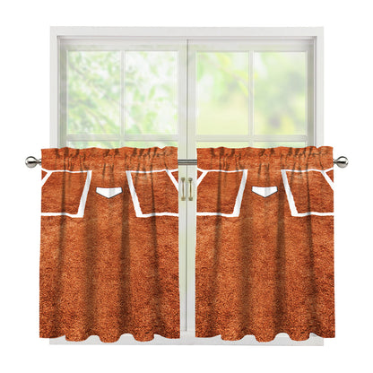 Softball Playing Field Print Tier Curtains