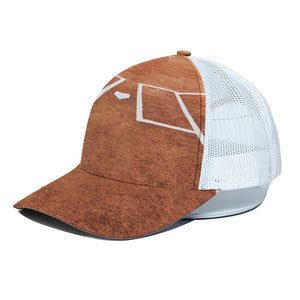 Softball Playing Field Print White Mesh Trucker Cap