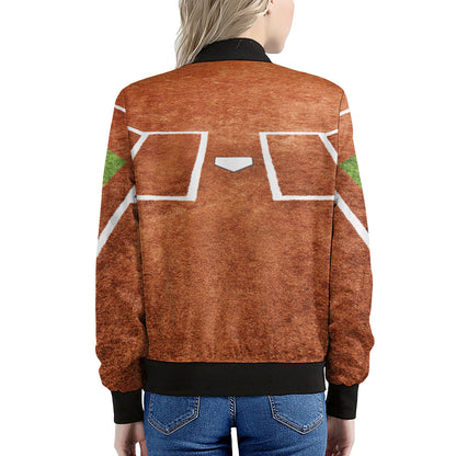 Softball Playing Field Print Women's Bomber Jacket
