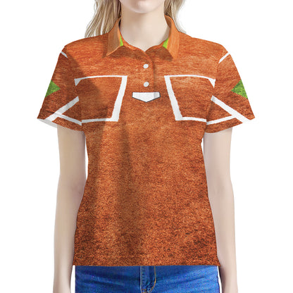 Softball Playing Field Print Women's Polo Shirt