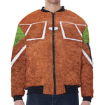 Softball Playing Field Print Zip Sleeve Bomber Jacket