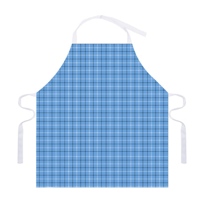 Solf Blue Tattersall Pattern Print Adjustable Apron