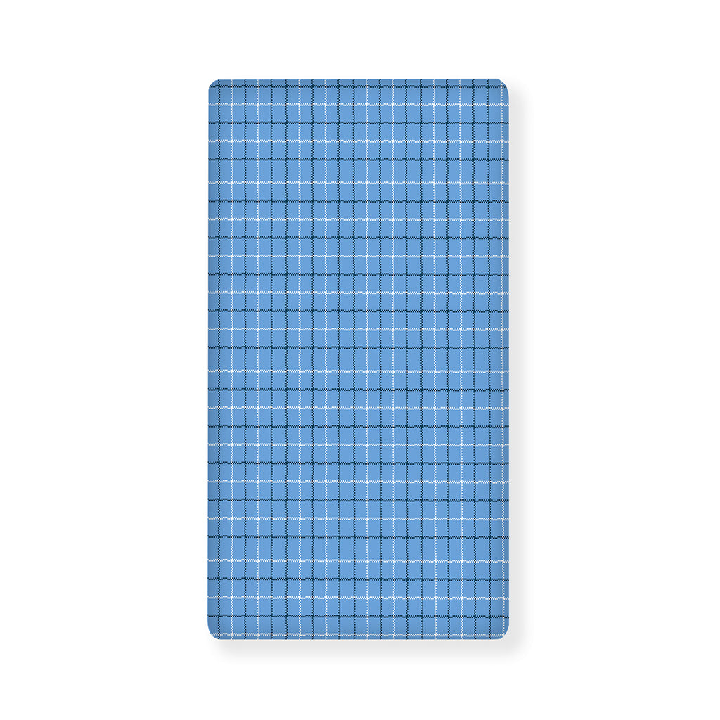 Solf Blue Tattersall Pattern Print Baby Crib Sheet