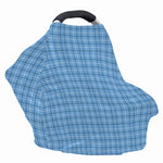Solf Blue Tattersall Pattern Print Baby Seat Cover