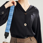 Solf Blue Tattersall Pattern Print Bag Strap