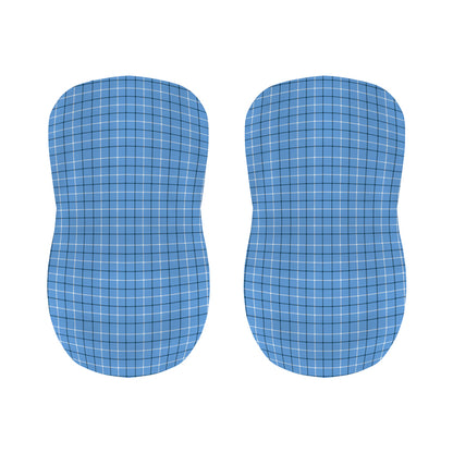 Solf Blue Tattersall Pattern Print Bar Stool Covers