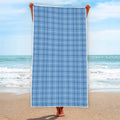 Solf Blue Tattersall Pattern Print Beach Towel